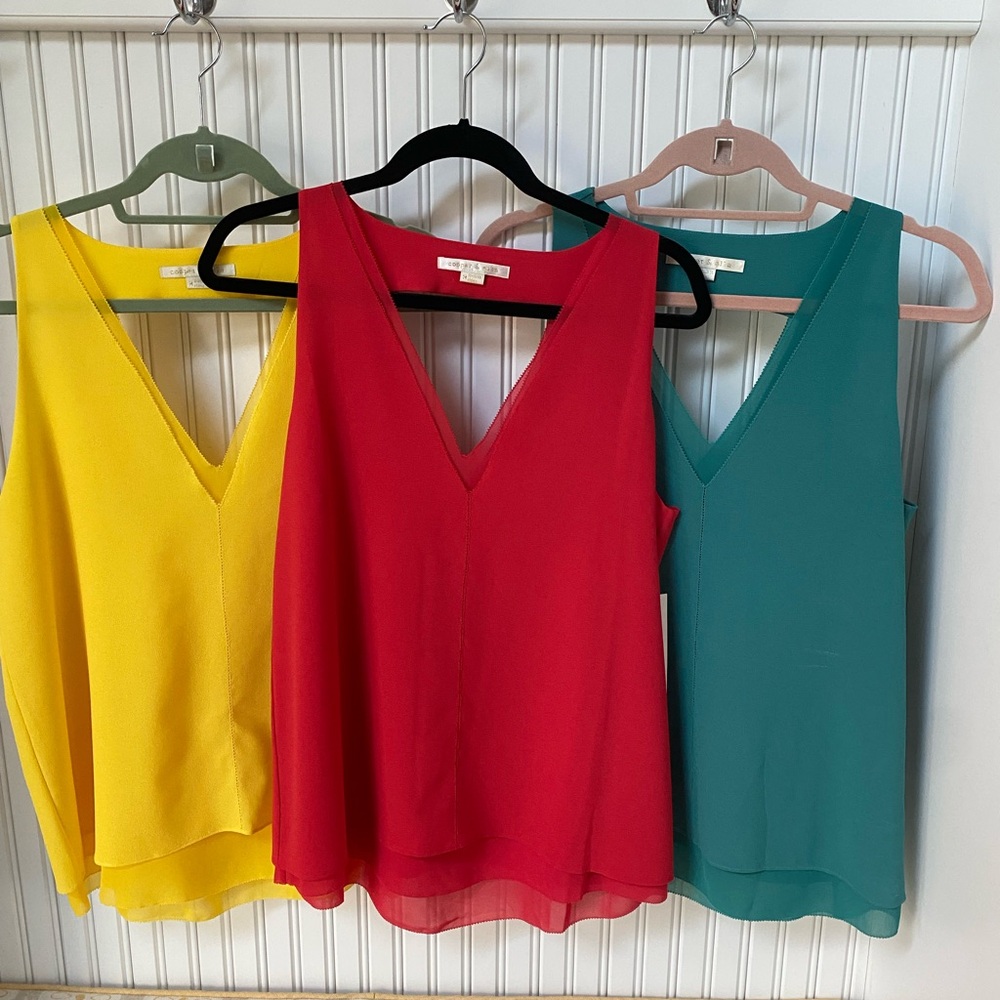 cooper & ella Sleeveless V-Neck Blouses - Red, Yellow (not green)